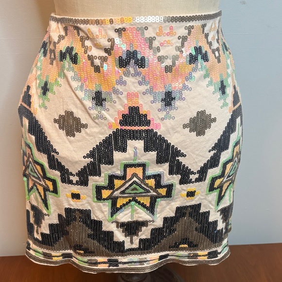 Express Dresses & Skirts - Express Multicolor Aztec Design Sequin Mini Skirt - small petite